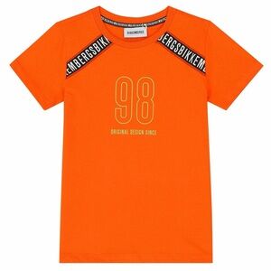 Bikkembergs Orange Logo T-Shirt Boys Size 14 Belgian Designer Cotton Tee